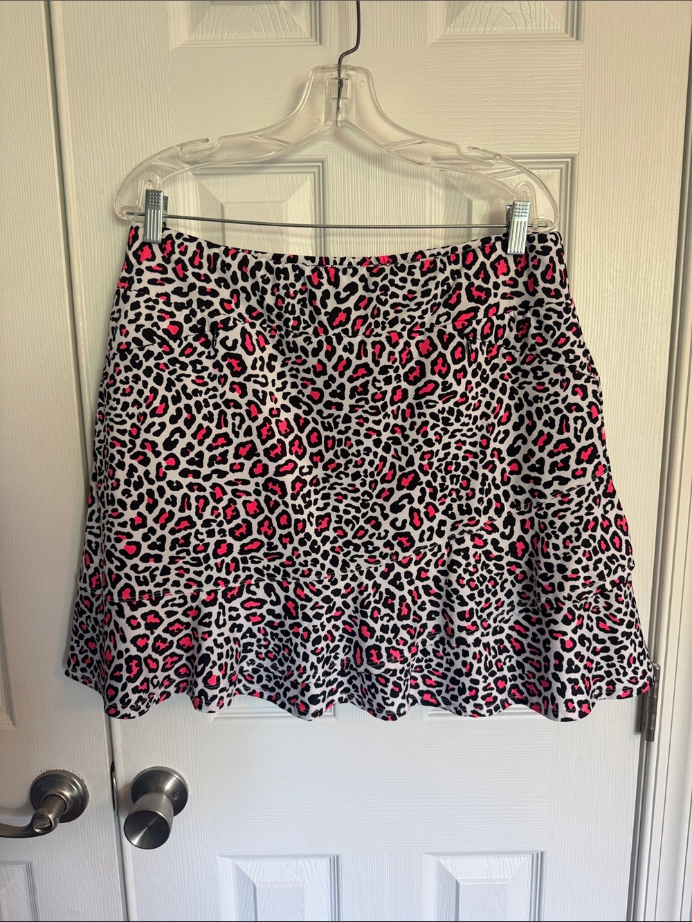 Women's Hot Pink Leopard Print golf Skort - Playful A-Line ruffle Style